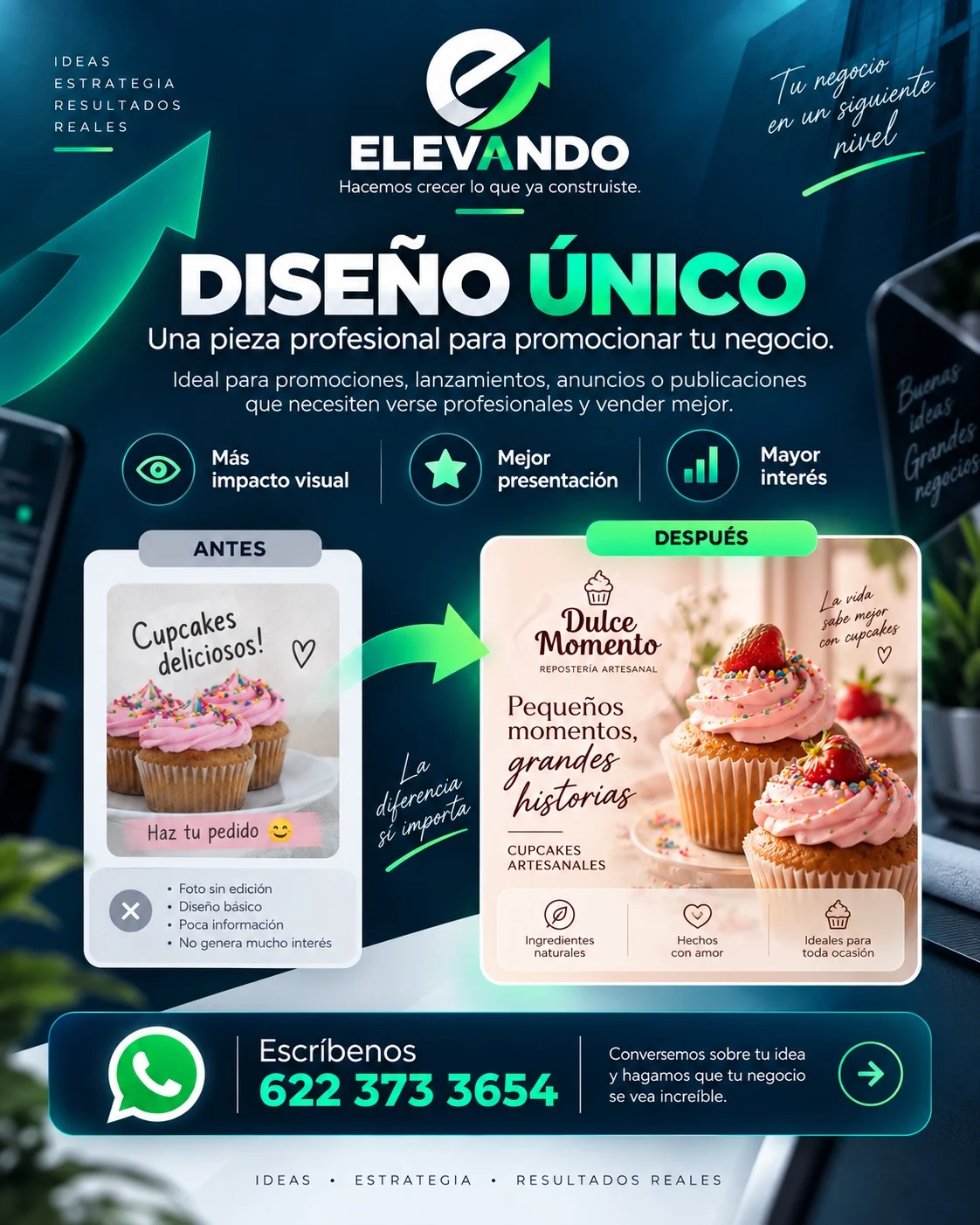 Pieza promocional de diseño único para repostería